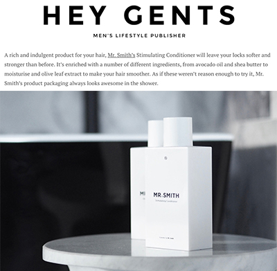 Hey Gents - Mr. Smith's Stimulating Conditioner featured in the Hey Gents article 