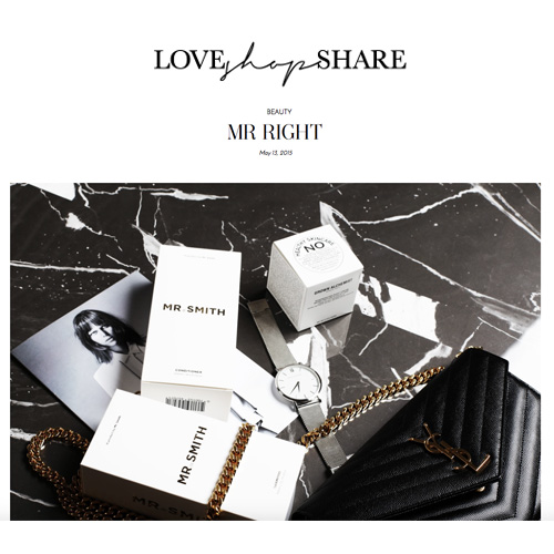 Love Shop Share - Mr. Smith featured on Erin Maxwell's Blog loveshopshare.com as 'Mr. Right'<br />
