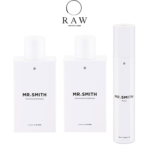 RAW - Mr. Smith's Mousse and Volumising Shampoo & Conditioner featured in the RAW Anthony Nader article '15 Ways To Boost Volume In Your Hair,' April 2017 edition.<br />
